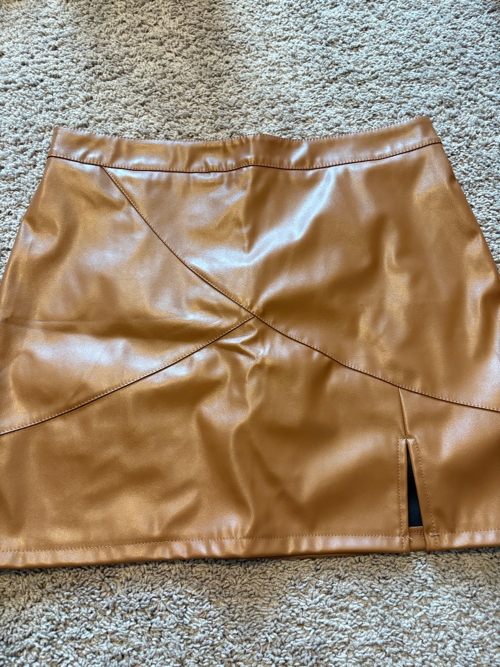 Faux Leather Mini Skirt in Cognac
